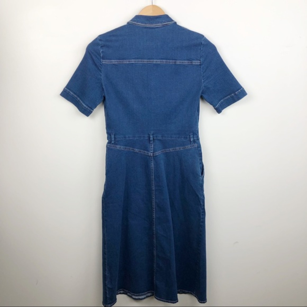 Zara Trafaluc Button Front Denim Midi Dress Sz S - Picture 3 of 7